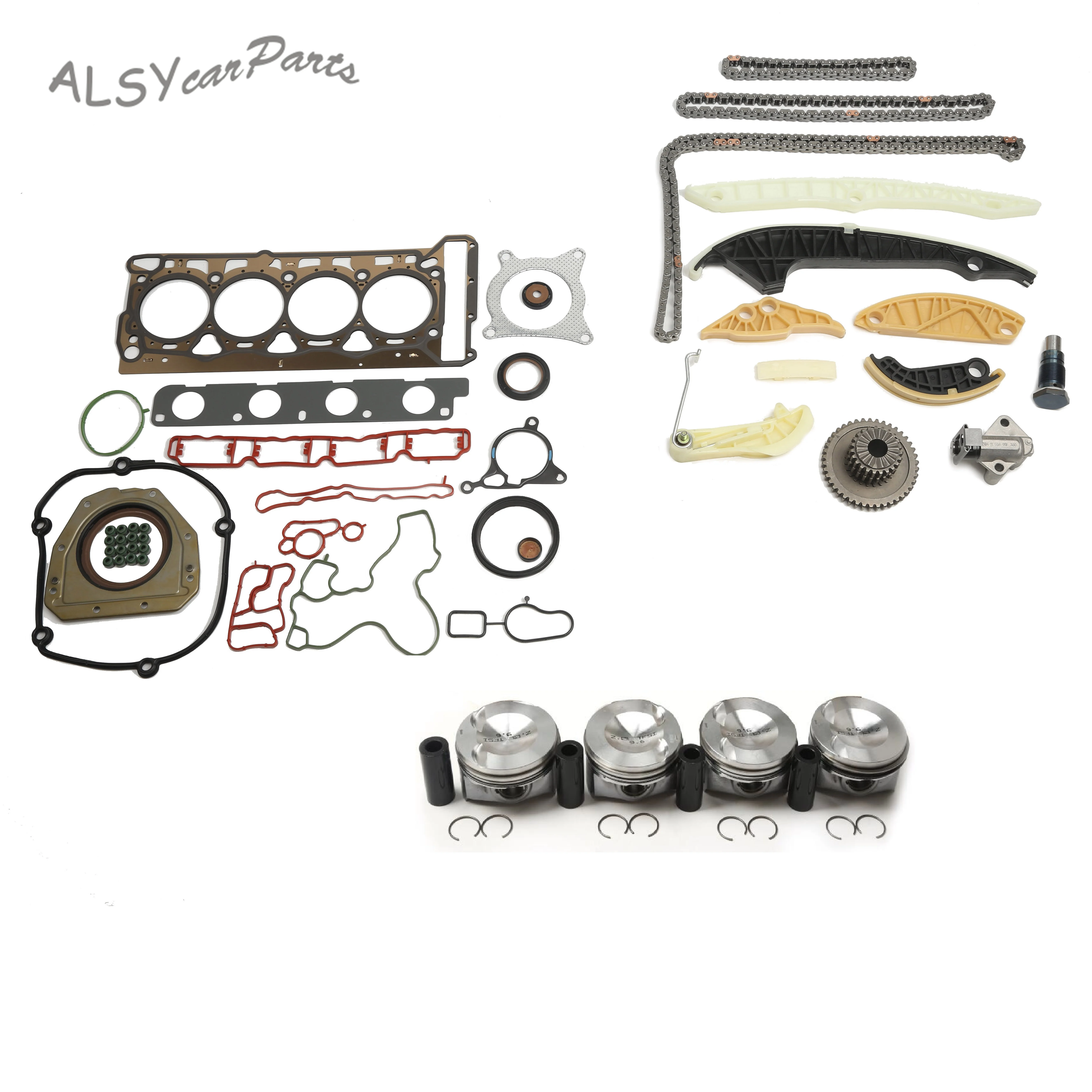 Auto Parts 2.0T Engine Repair Kit 06H107065DD Piston + Timing + Cylinder Gasket Repair Kit For Audi A4 Volkswagen Skoda Seat