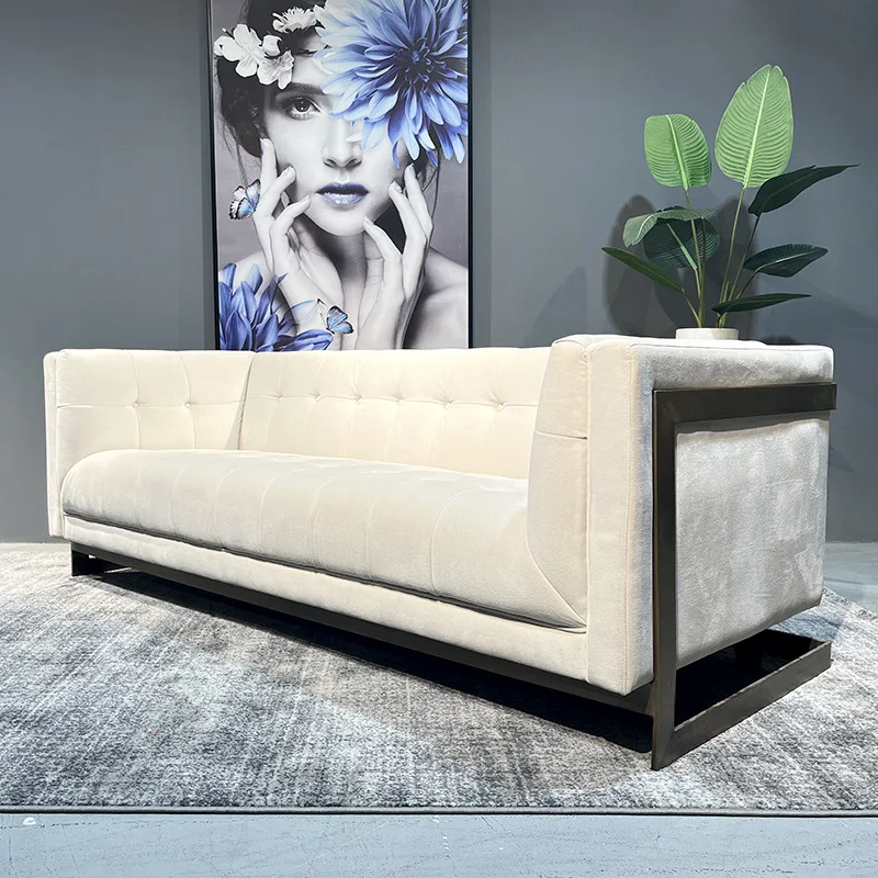 أريكة قماش فاخرة خفيفة صف مستقيم لغرفة المعيشة أريكة كسولة إيطالية #3