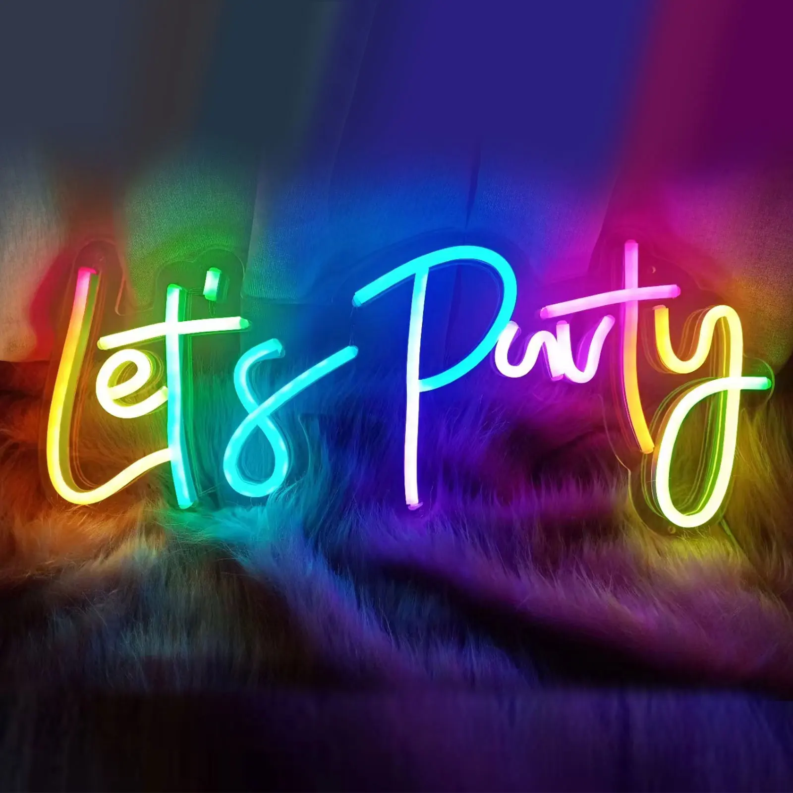 Colorful Let's Party LED Neon Sign Light For Birthday Single Cocktail Dance Party Club Pub Signs Holiday Hanging Decoration Lamp