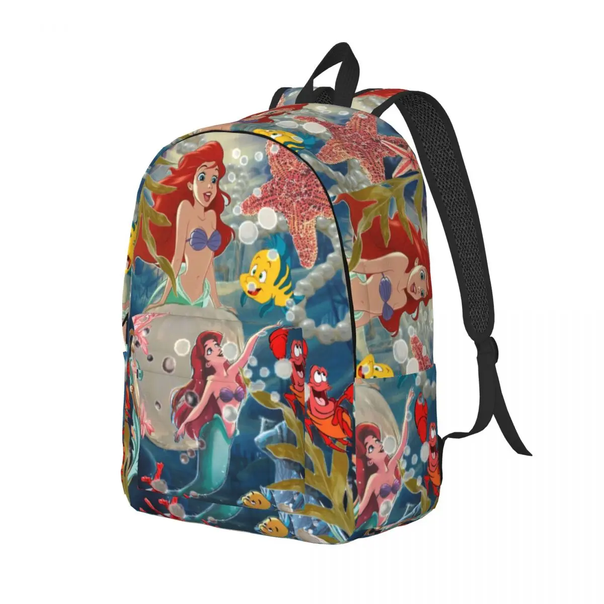 Custom Princess Ariel Travel Canvas Backpack Women Men School Computer Bookbag The Little Mermaid College Student Daypack Bags