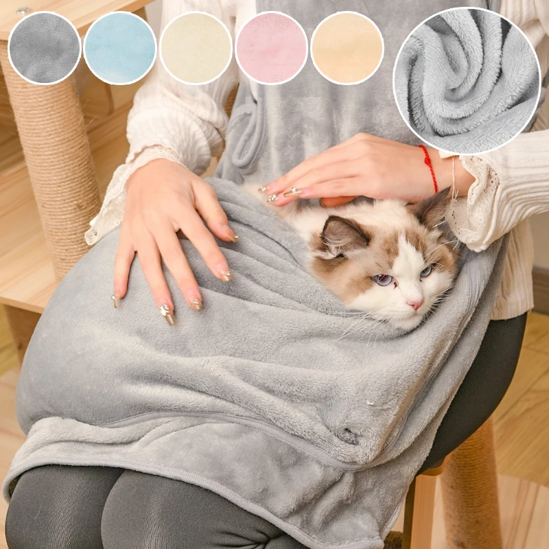

Cozy Warm Pet Carrier Apron for Cats with Adjustable Large Pockets Fleece Lined Winter Safe and Comfortable Pet Hugging Suit