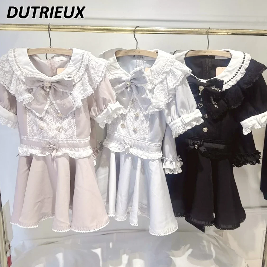 

Japanese Summer Sweet Mine Series Mass-Produced Maid Style Dress Cute Puff Short Sleeve Top and Base Shorts Two-Piece Suit