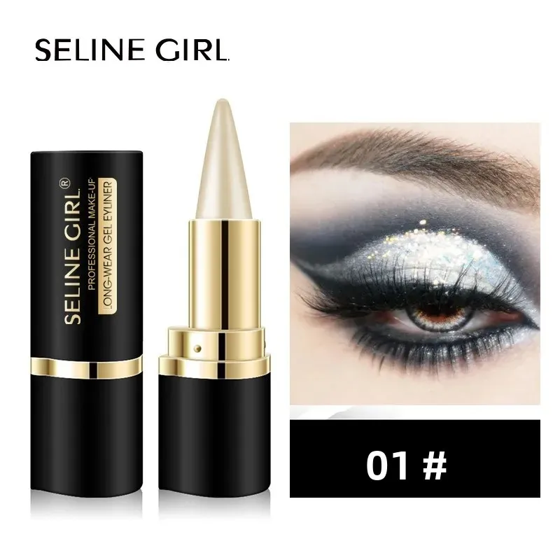 Black Waterproof Eyeliner Paste Quick-Drying Matte Finish Single-End Pen Rich Solid Color for Eyes