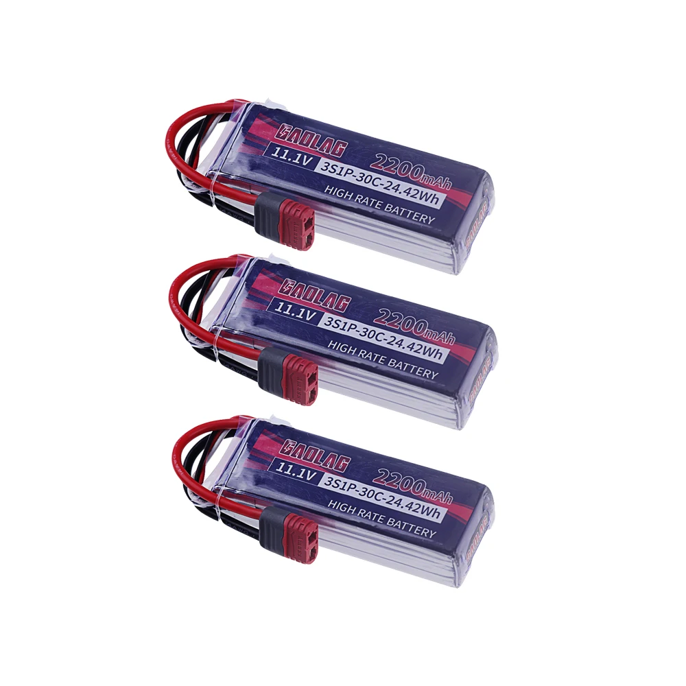 3S Lipo Akku 11,1V 2200mAh 30C Wiederaufladbarer Akku mit Deans T-Stecker für RC-Auto, Quadcopter, Drohne, Flugzeug und Helikopter