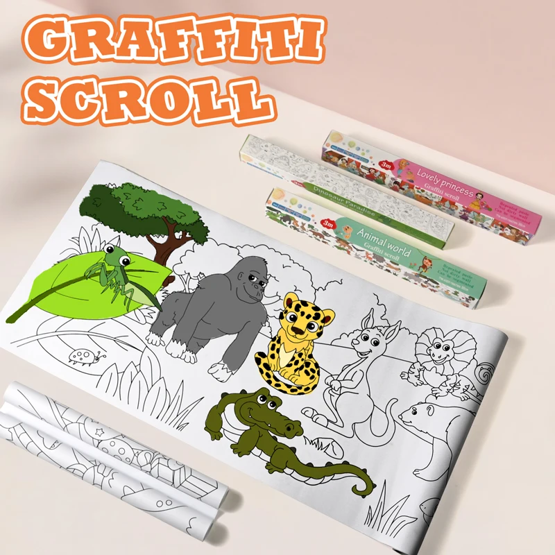 300CM DIY Tekenrol Kleverige Kleur Vulpapier Graffiti Scroll Coloring Roll Kids DIY Schilderen Educatief speelgoed voor kinderen
