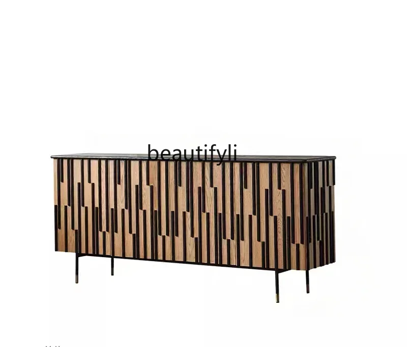 

HModern light luxury simple retro dining side cabinet Nordic entrance storage wine cabinet tea cabinet