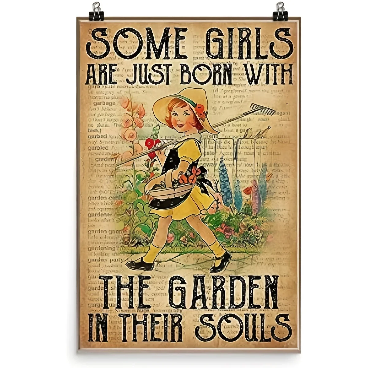 Some Girls Are Just Born with The Garden In Their Souls Little Girl Poster Decor Vintage Tin Sign Metal Signs 12x8in Home Decor