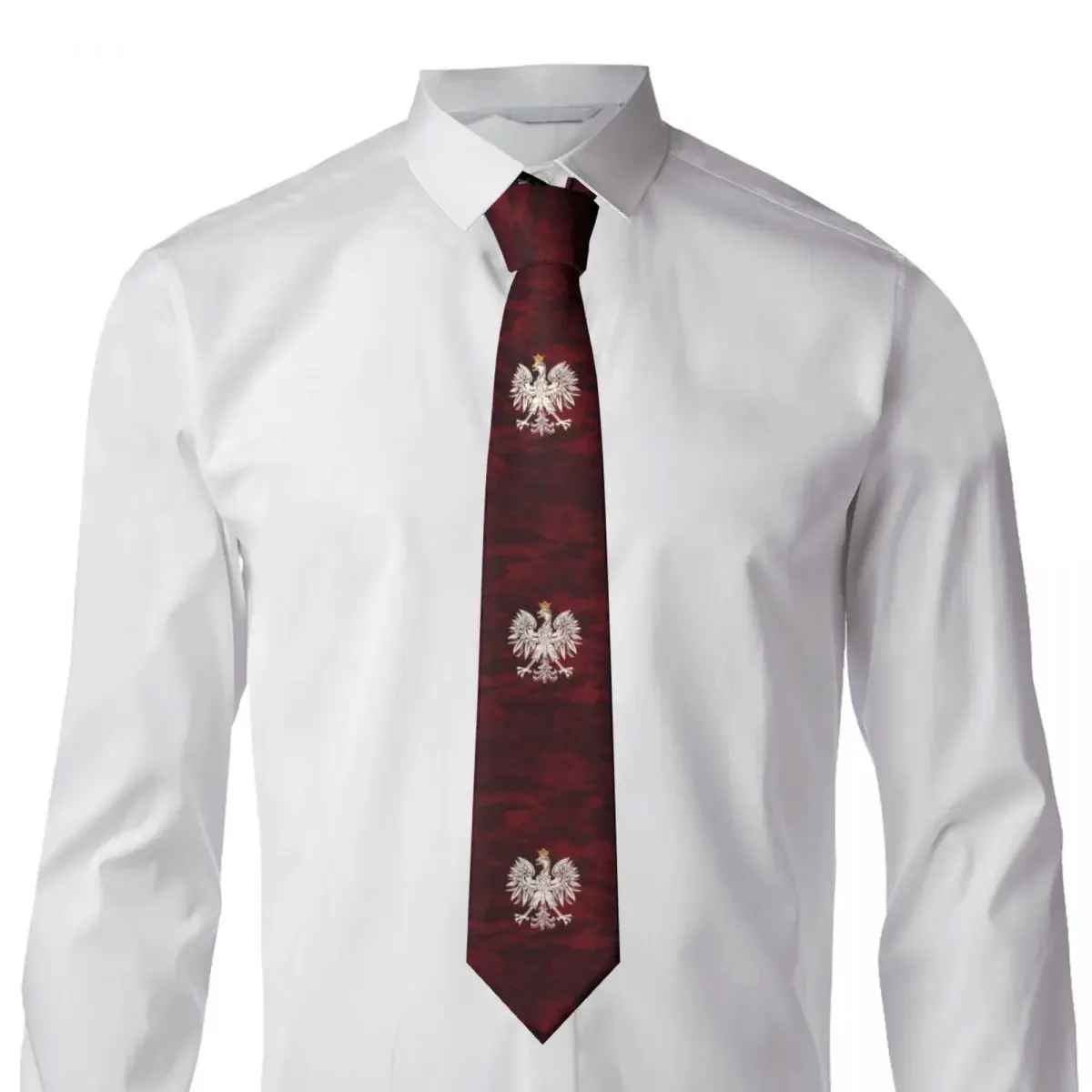 Fashion Poland Vintage Coat Of Arms Neck Tie for Wedding Custom Men Polska Polish Eagle Neckties