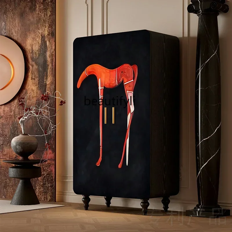 

zq1Modern abstract wardrobe simple solid wood wardrobe painted door living room bedroom storage cabinet