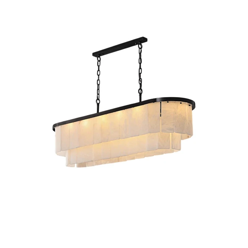 3-7 Layer Marble Pieces Black Chrome Chandelier Alabaster Suspension Luminaire Lampen Hanging Lamp Lustre For Foyer Dinning Room