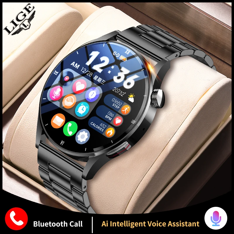 LIGE For Xiaomi Watch GT3 Pro AMOLED Smart Watch Men Custom Dial Bluetooth Call Sport Fitness Tracker Men Waterproof Smartwatch