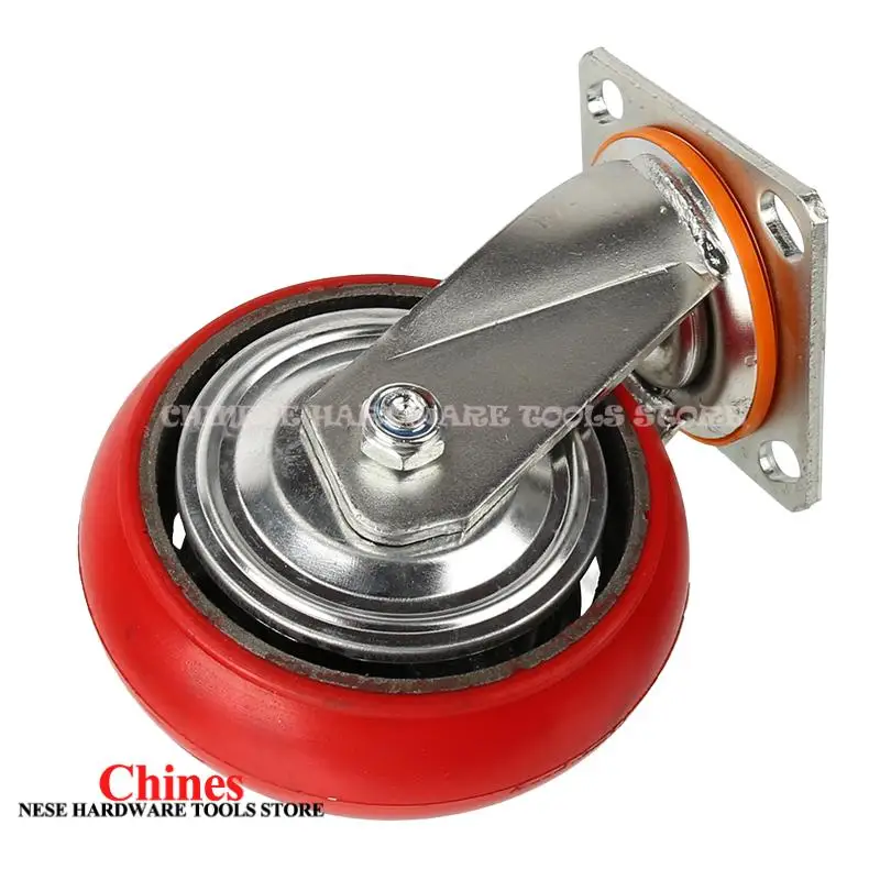 

Wear-Resistant Rubber Construction for Factory Warehouse Shelves 6 Inch Red Universal Wheel with Iron Core - Silent