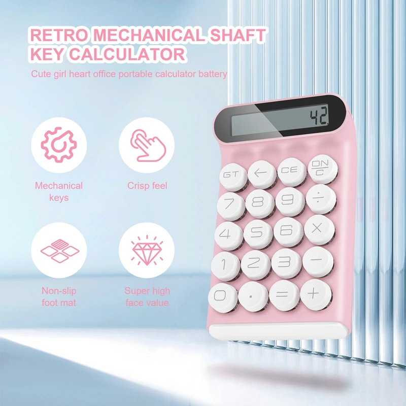 Retro Calculator Mechanical Keyboard Portable Computer 10 Digit LCD Display Financial Office Fashion Calculator
