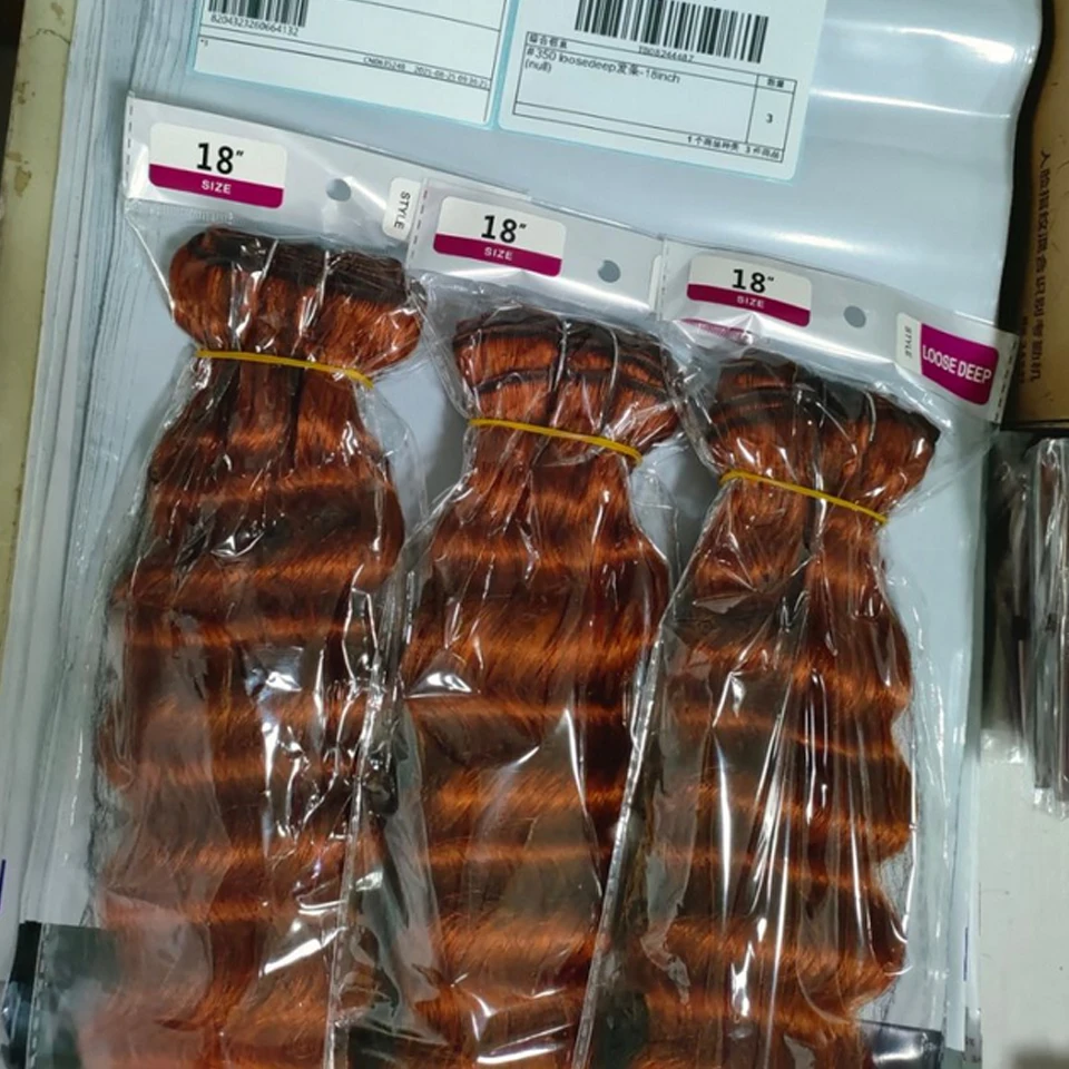 # 350 الزنجبيل الملونة فضفاض موجة عميقة حزم الشعر البشري 100% عذراء الشعر البشري حزم ملحقات الشعر البشري الطبيعي الملون #1