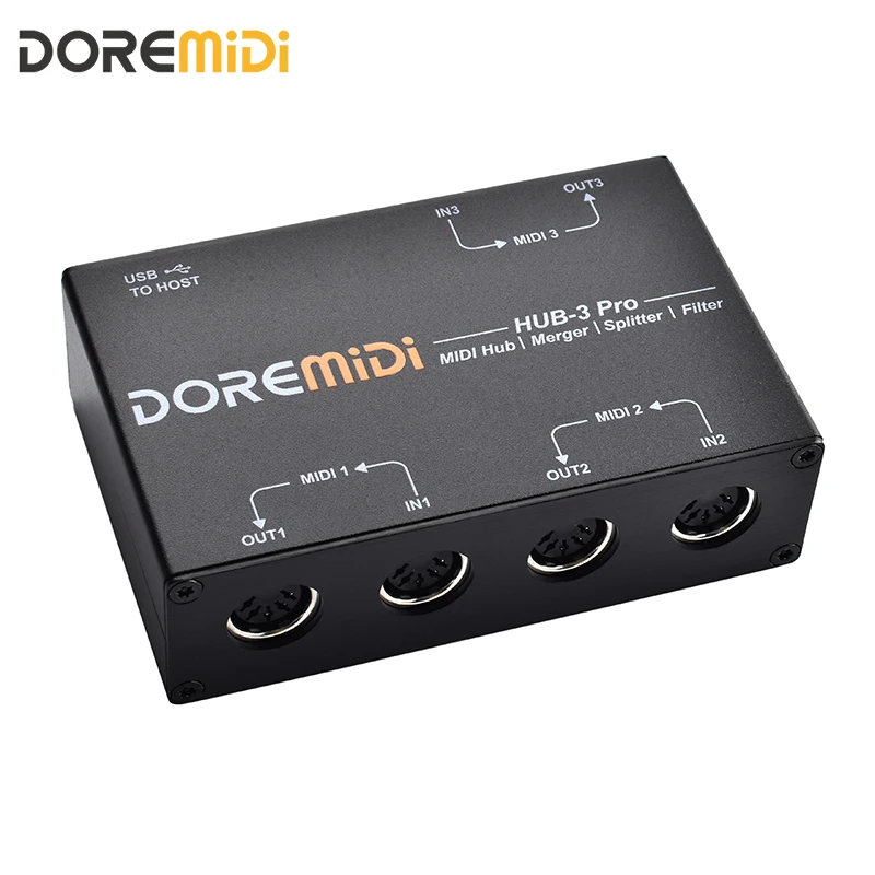 DOREMiDi MIDI HUB-3 Pro Supports Connecting MIDI DIN Devices To Computers MIDI Port Routing and MIDI Message Filtering