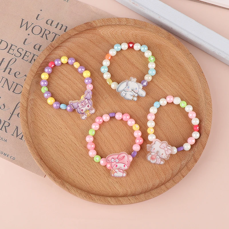 Kawaii Cartoon Sanrio Beads Bracelet Cute Sweet Dopamine Beaded Bracelets For Girls Summer Jewellery Girl Child Holiday Gifts