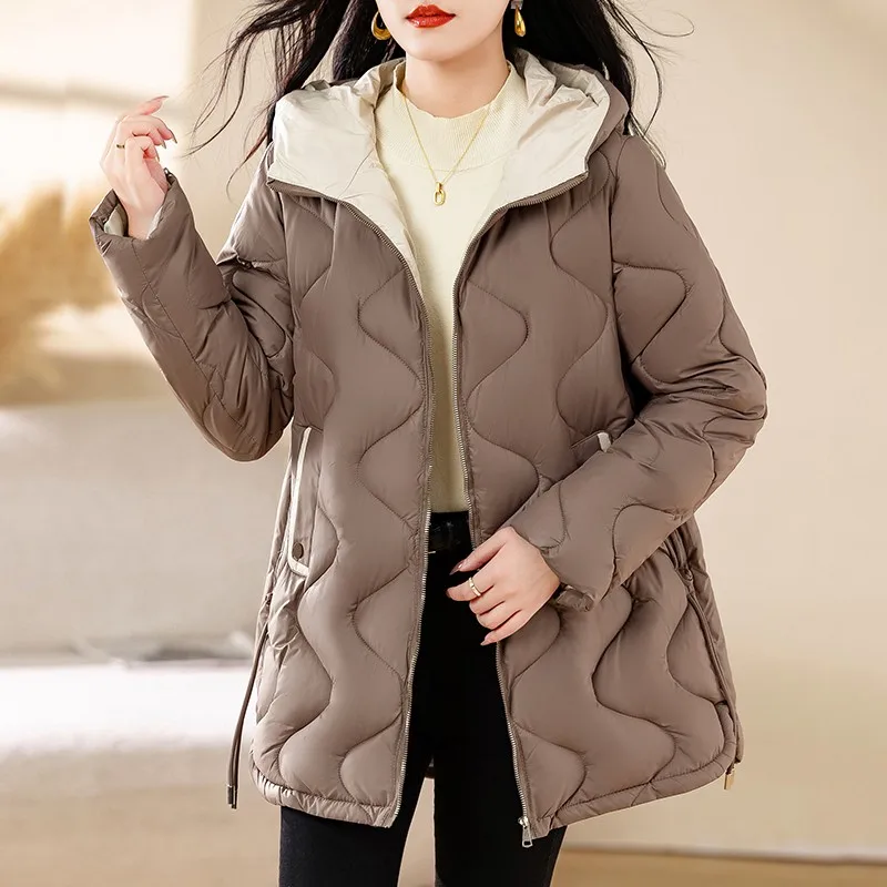 Hooded Thick Down Cotton Jacket Womens 2024 Winter Jackets Large Size Long Splicing Parkas Female Thicken Warm Padded Coat