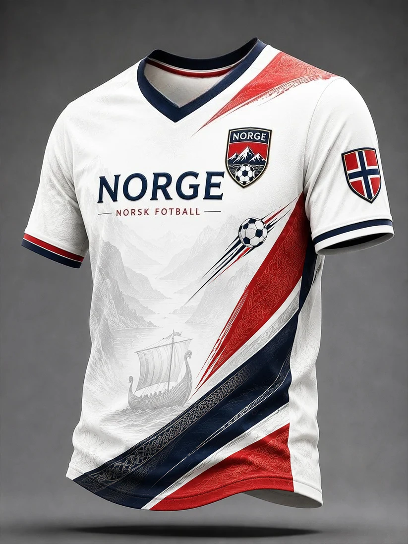2027 Summer Norwegian Men's Football Training Shirt 3D Printed Sweat-Repelling and Breathable Family Couple Style T-Shirt