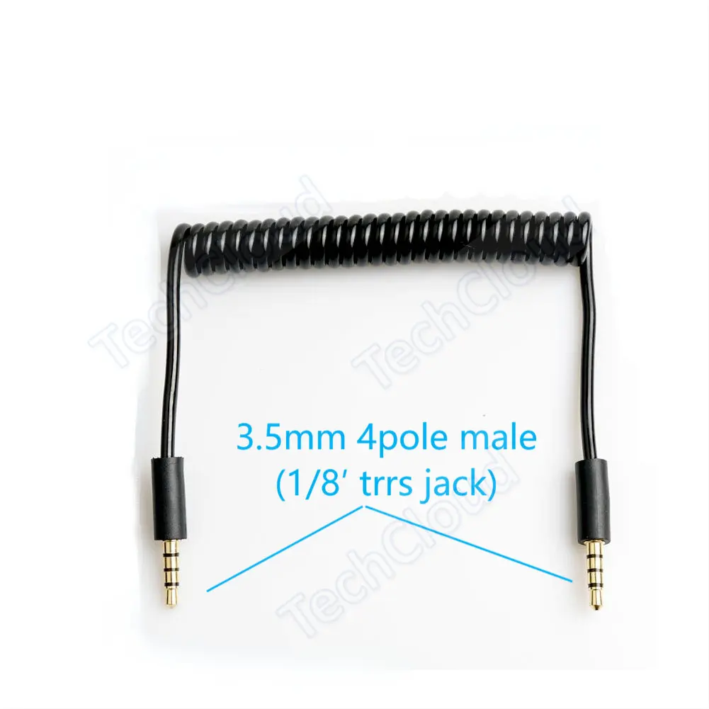 3.5mm kabel spiralny sprężynowe złącza TRRS, moce do klawiatury typu Micro-miki Audio typu Corne 1/8 \'\'4-biegunowe przewód Audio