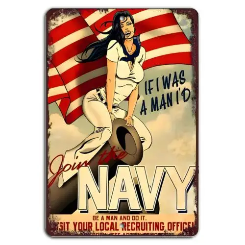 Enlist Today: Be a Man, Join the Navy!-Aluminum-tin sign