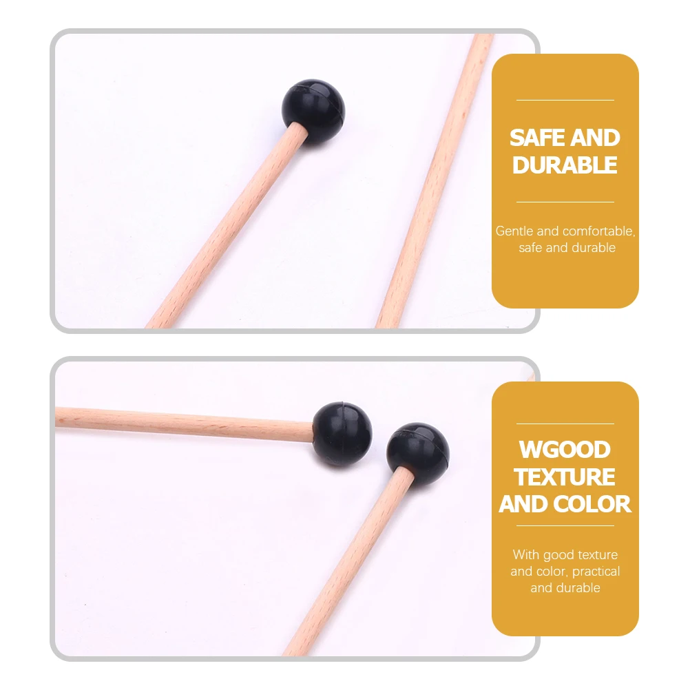 

2pcs Ethereal Drum Mallets Wooden Marimba Hammer Rubber Sticks Percussion Tongue Batter Music Accessories Durable Safe Gentle