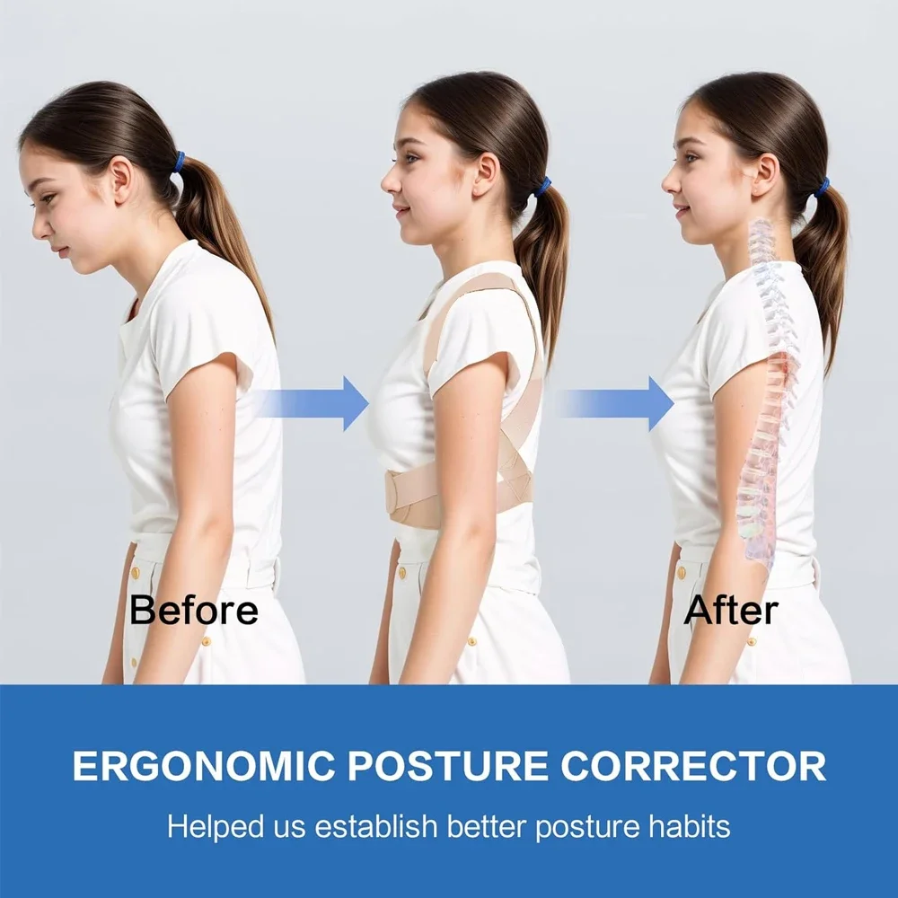 1 pz correttore posturale tutore per la schiena, comoda tracolla cintura per la correzione del gobbo supporto per la colonna vertebrale per uomini adulti donne sport