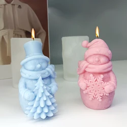 Santa Claus Holding Snowflake Candle Mold Holding Christmas Tree Statue of An Old Man Gypsum Soap Resin Making Tools Home Crafts