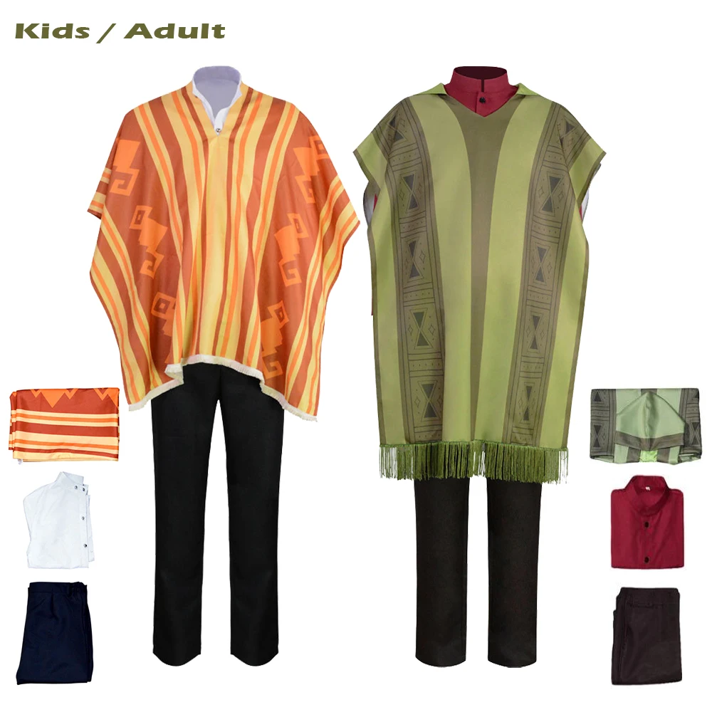 

Halloween Kids Adult Bruno Camilo Cosplay Costume Cartoon Movies Encanto Clothing Set Masquerade Party Father Son Vintage Cape