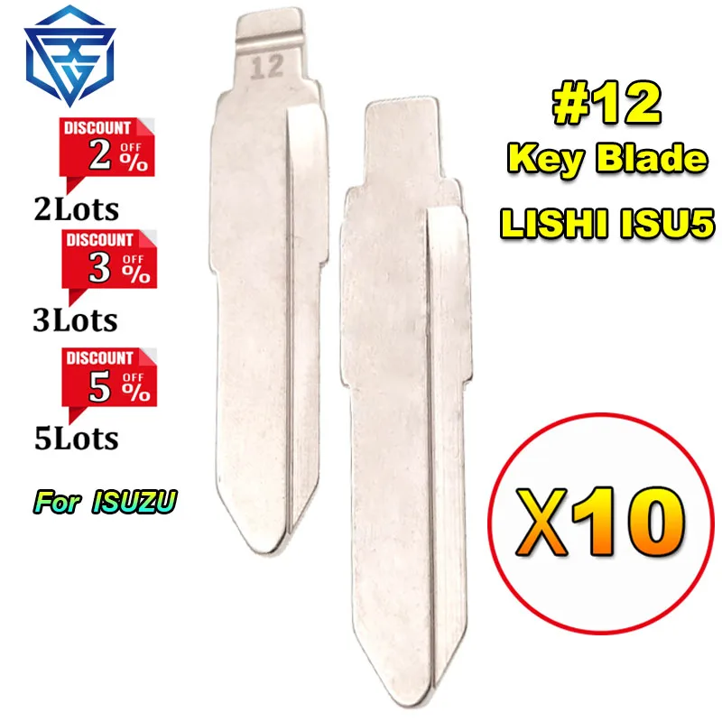 

10 PCS/LOT #12 Metal Blank Uncut Flip KD VVDI JMD Remote Car Key Key Blade LISHI ISU5 For ISUZU Car Remote Key Blank