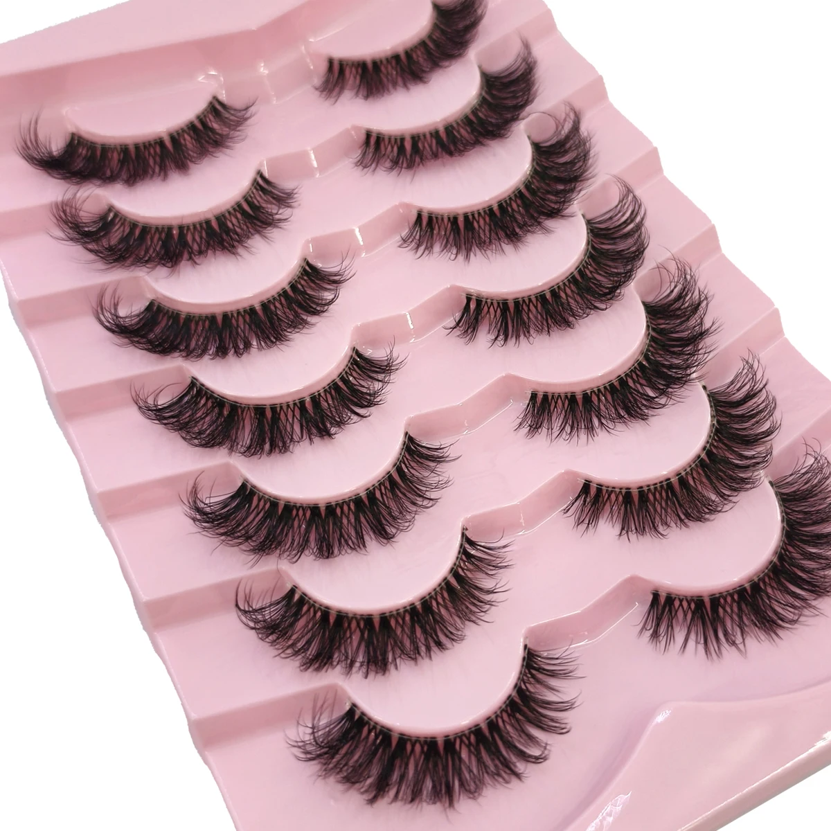 HBZGTLAD 7 Pairs 3D Faux Mink Lashes Fluffy Soft Full Thick Wispy Natural long False Eyelashes Curly lashes wholesale lashes