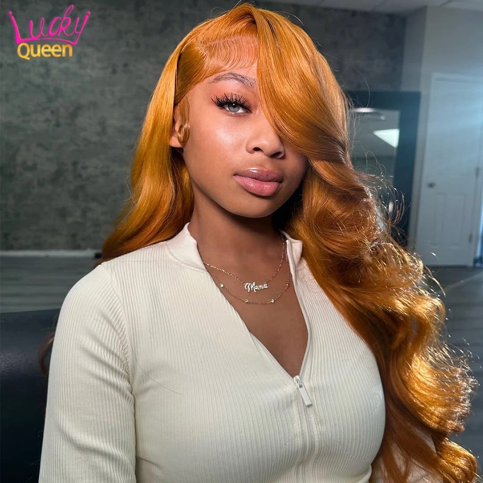 

Sunset Yellow Lace Frontal Human Hair Ginger Orange Wig 7x5 Glueless Wig Human Hair For Women Brazilian Pre-Cut 13X4 13X6 Wigs