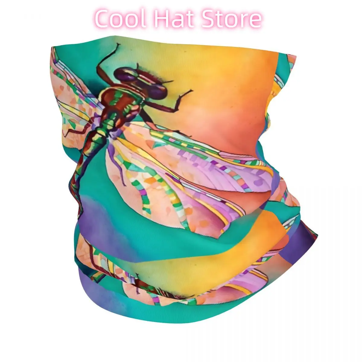

Dragonfly Watercolor Bandana Neck Gaiter Printed Balaclavas Wrap Scarf Multifunctional Cycling Running for Men Adult