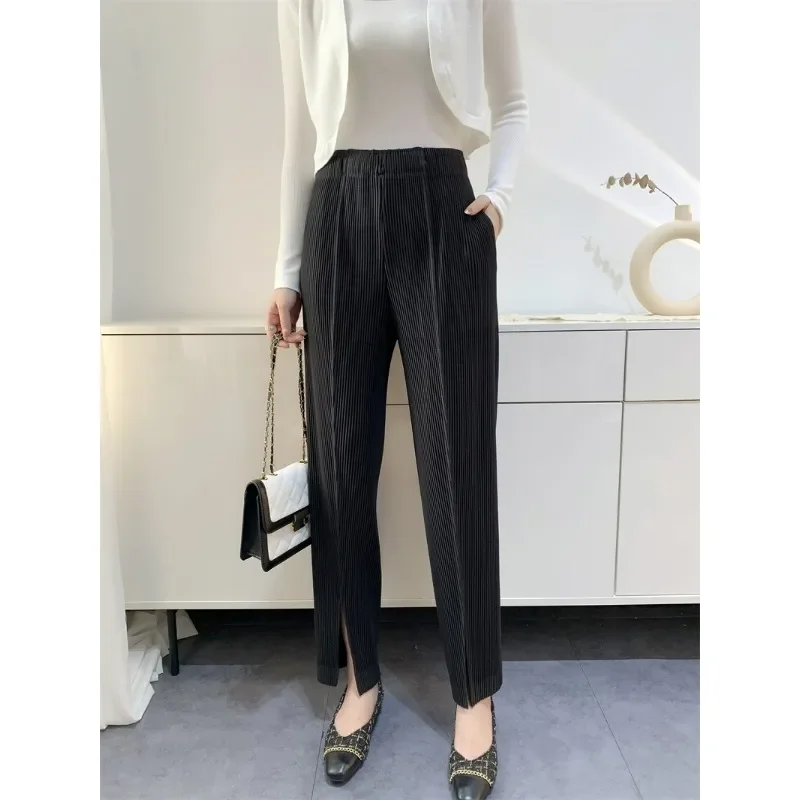 Thickened Fabric Autumn New Style Pleated Big Tooth Signature Pants for Children, Tapered Casual Commuting Small Leg Pants