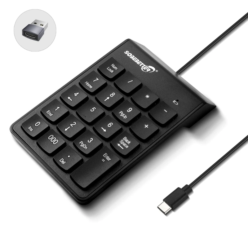 Type C/USB Wire Number Pad Numeric Keypad 19 Key Number Keypad Keyboard for PC Dropshipping