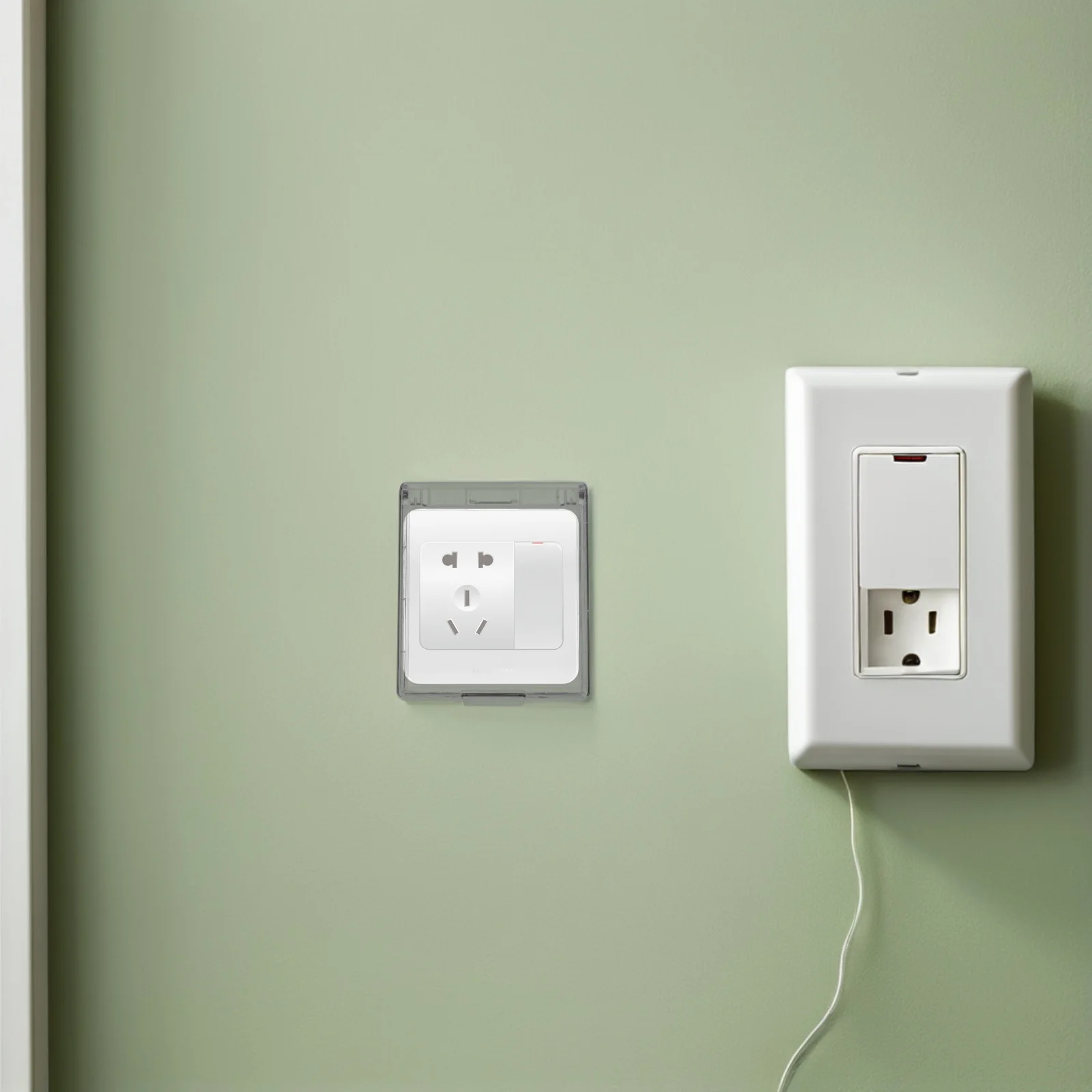 

2Pcs Socket Protective Cover Transparent Adhesive Safety Outlet Splashproof Button Protective Cover for Home Kitchen Bathroom