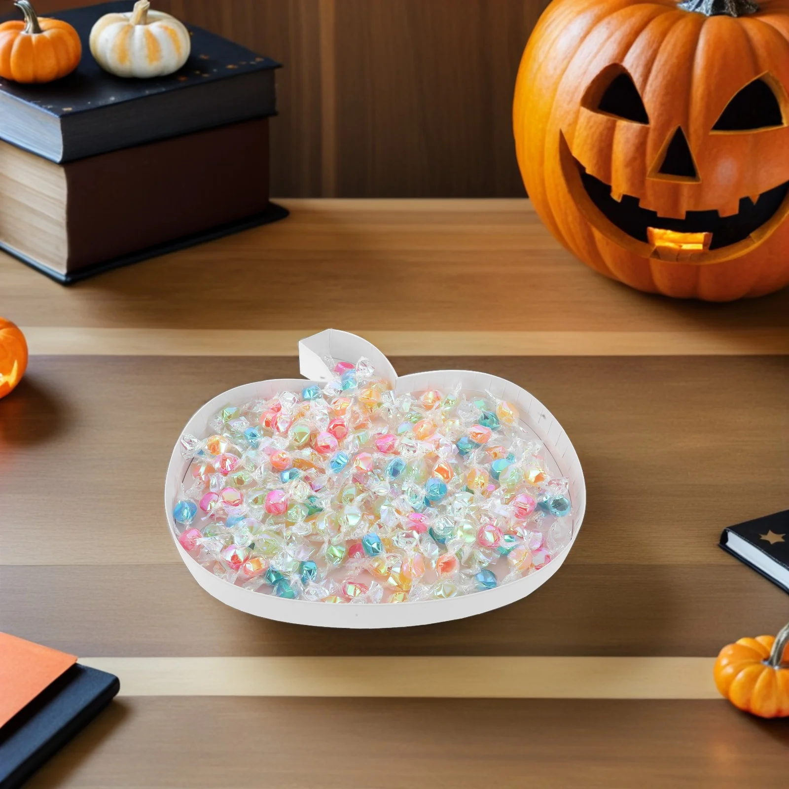

Pumpkin Shaped Snack Tray Halloween Reusable Serving Platter for Candy Fruit Desserts Decorative Party Tableware Fall Harvest