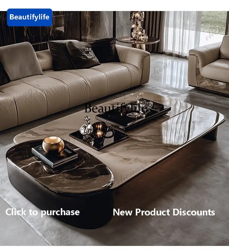 Marble coffee table living room home light luxury modern high-end design storage large apartment tea table