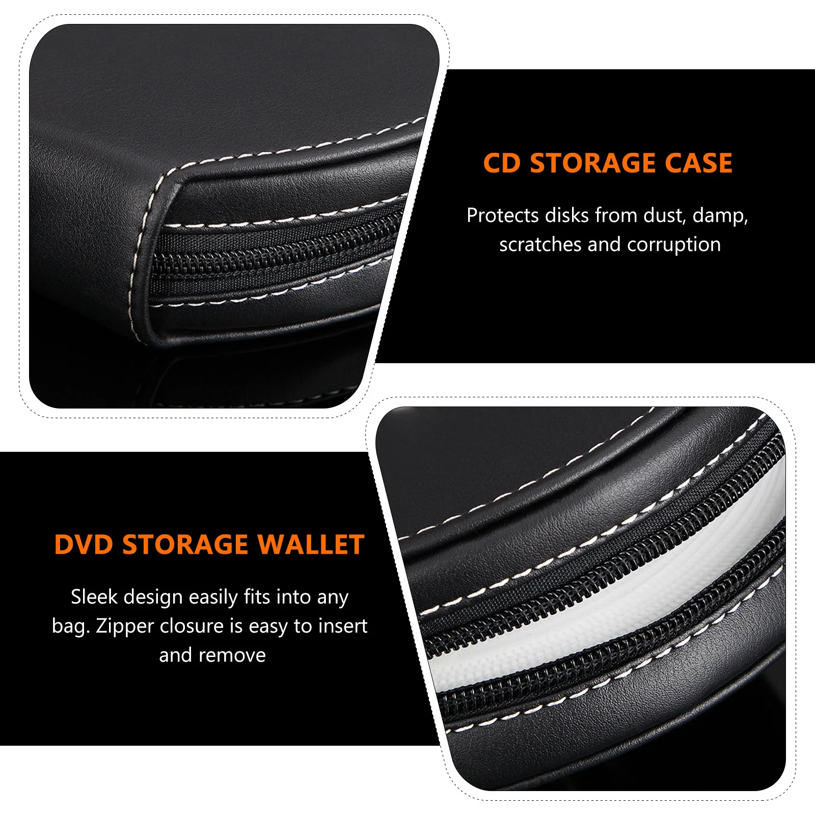 

Cd Large Capacity Cd Holder Pouch Portable Disc Storage Case Zipper Closure Dvd Organizer Wear-Resistant