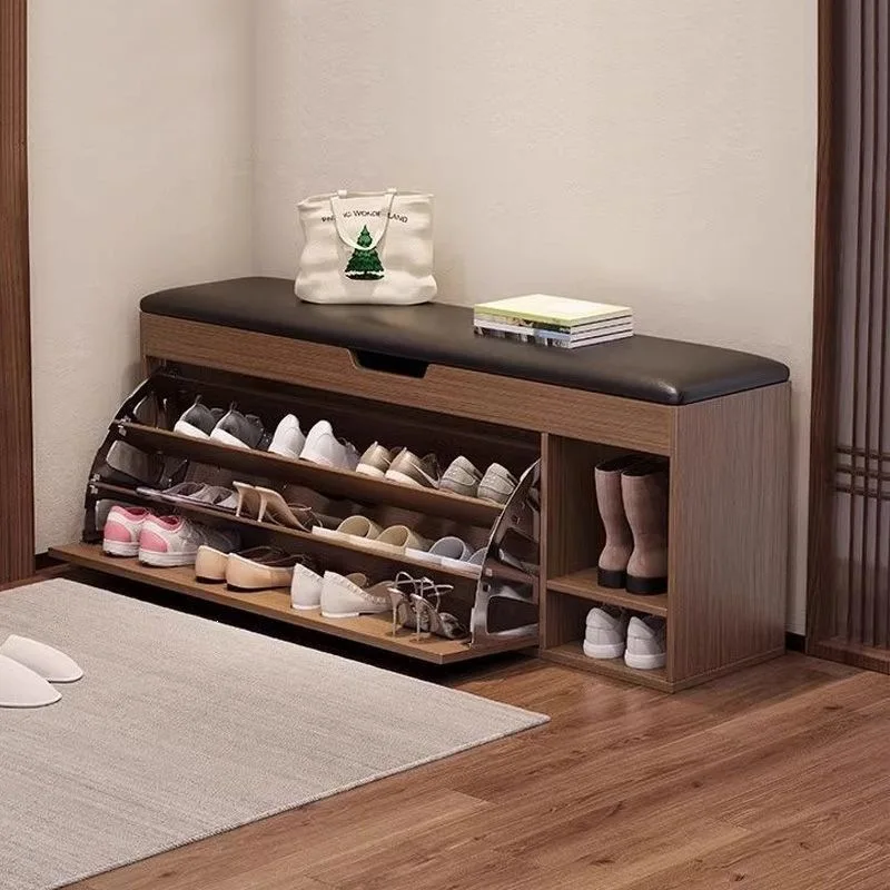 Tipping bucket shoe cabinet, integrated storage at the door of the home, free of installation, shoe change stool, entrance door