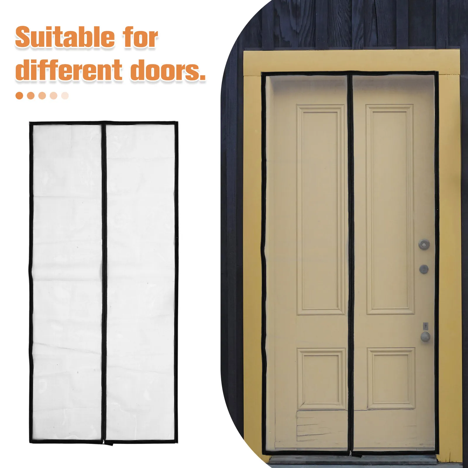 Cat Screen Door with Zipper Heavy Duty Mesh Pet Proof Screen for Indoor Outdoor Use Prevent Escape Easy Open Close Ventilation