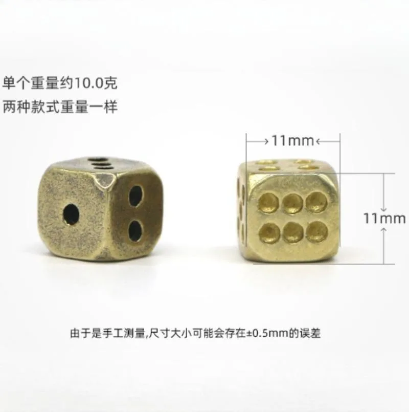 Vintage Brass Dice Home Crafts Decoration Bar Props Game Tools Metal Toys Dice