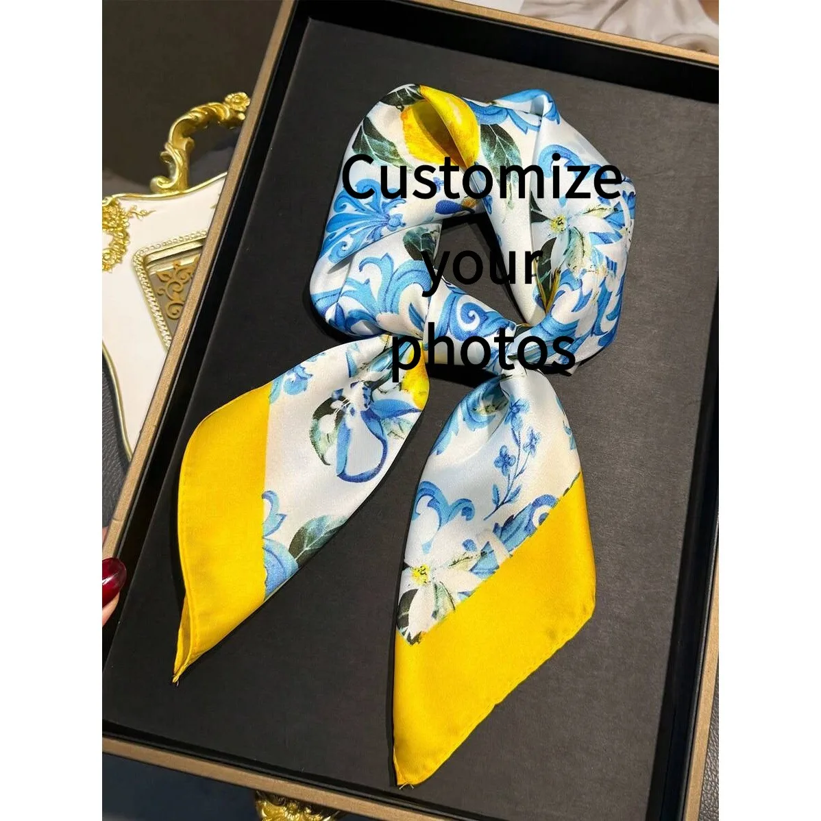 Customized silk scarf - Personalized ladies' square scarf. Photos and patterns - Birthday gift - Anniversary gift - Holiday gift