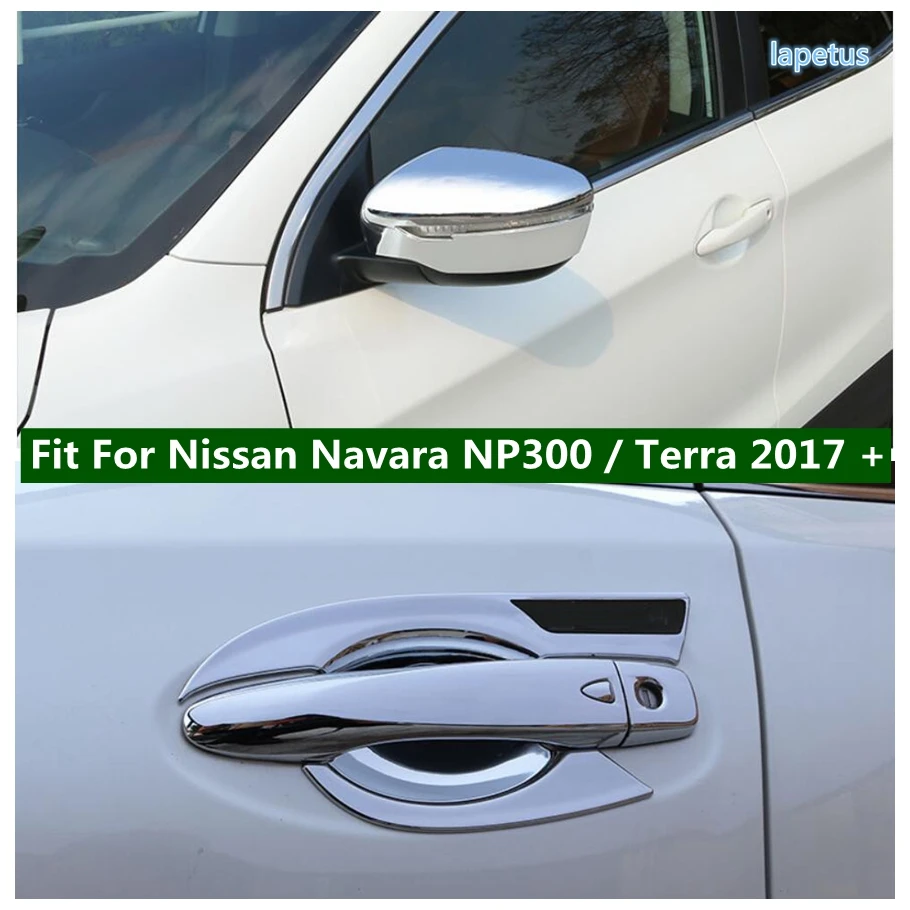 

ABS Chrome Door Handle Bowl Cover Trims Protector Rearview Mirror Cap For Nissan Navara NP300 / Terra 2017 - 2021 Accessories