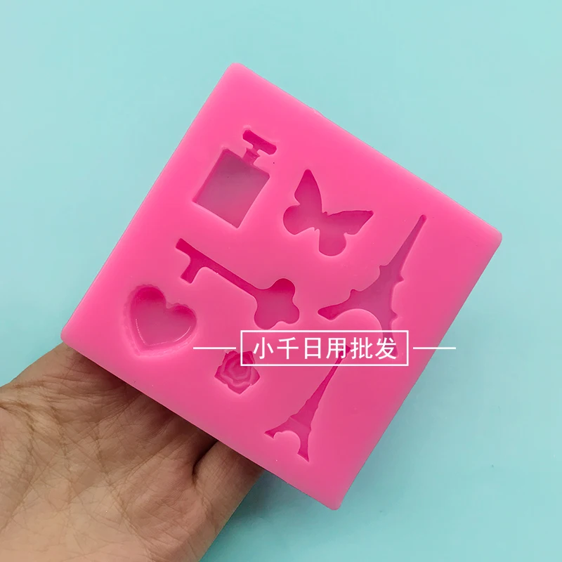 Silicone mold iron tower key butterfly perfume bottle love DIY Chocolate Mold Fondant Cake Decoration Dessert making tool