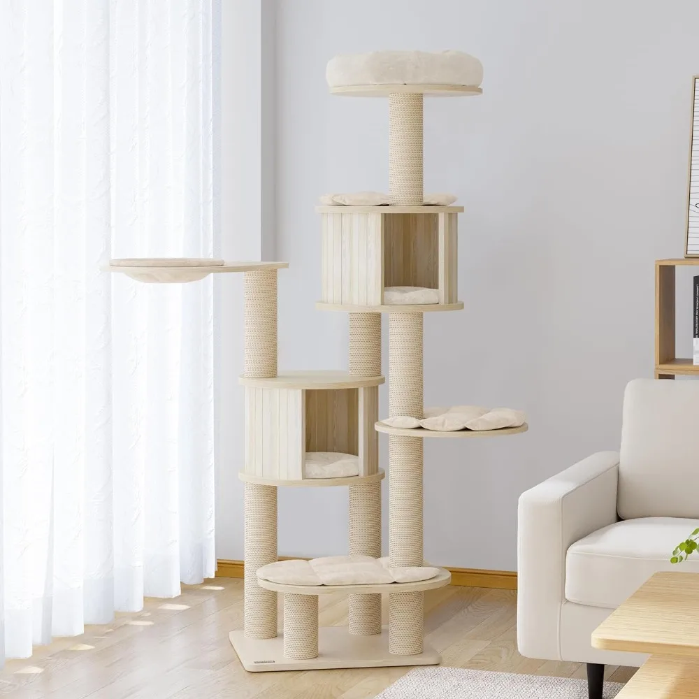 

67” Tall Cat Tree Things for Cats Trees Extra Large Cat Tree - 8 Levels Wood Cat Tower W/Cat Condo Cats Accessories Pets Scraper