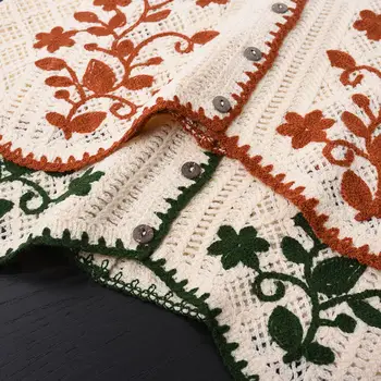 Blombroderi Virkad Väst Ärmlös Knapp Fram Kofta Dam Vår Sommar Vintage Fairycore Cottagecore 10 best sales Floral vest - №9