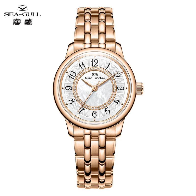 

Женские часы Seagull, роскошные элегантные женские часы, автоматические наручные часы, браслет, циферблат с перламутром и бриллиантами, 1065L