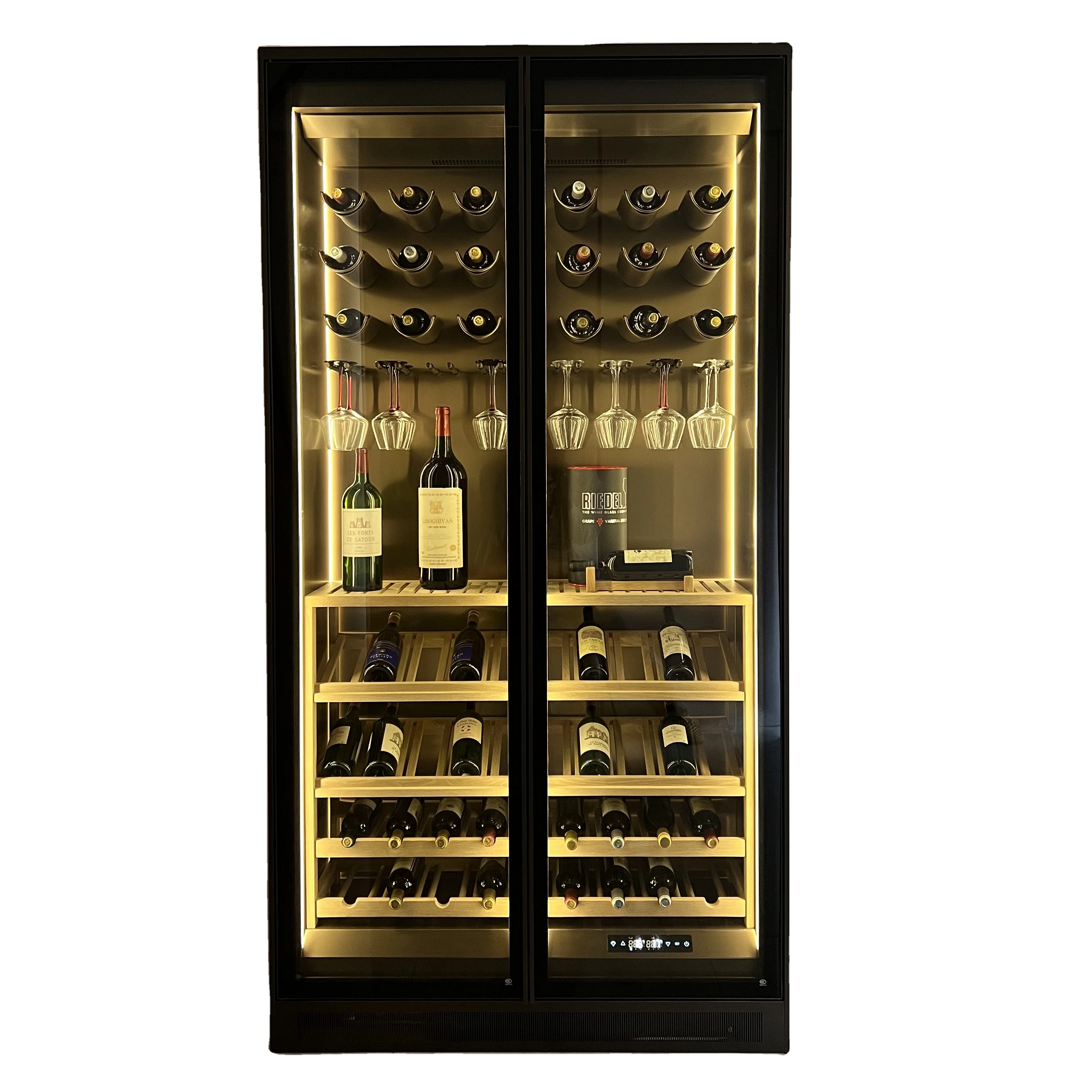 

Custom Modern Luxury Wine Rack Refrigerator High-End Multi-Area Solid Wood Melamine Wine Cabinet for Restaurant Bar Cooling