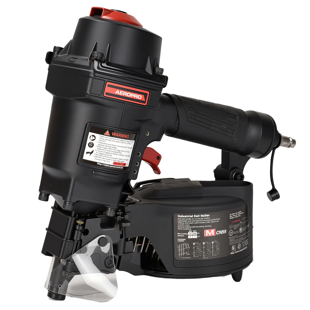 

AEROPRO Pneumatic Coil Pallet Nailers MCN55 1-1/4-inch to 2-1/4-inch Air Coil Pallet Nail Gun for Pallets,Wood Cases and Decking