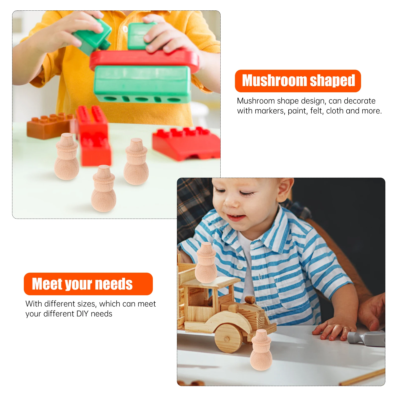 

5Pcs Hand-Painted Style Wood Puppets Smooth Lightweight Craft Kits for Kids Creative Decoration Art Making Fun At Home Or